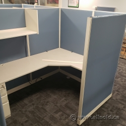 Trendway Blue & White 4 Pod Cubicle Systems Furniture